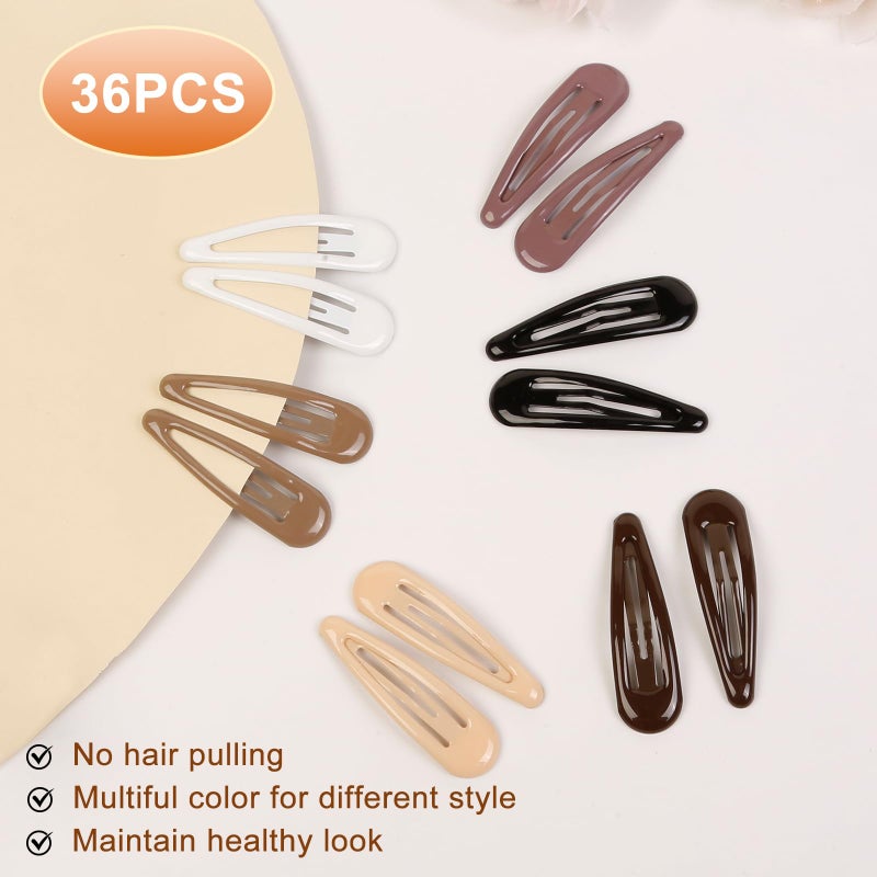 TEBIEKOY 36 PCS Snap Hair Clips 1.89 Inch Metal Tear Drop Hair Barrettes Drip Coated Hair Clips for All Hair Types Hair Accessories for Women Girls,Glossy Colors - Image 3